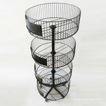 heavyweight floor display stand with 4 round metal trays